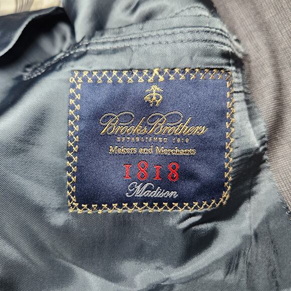 Brooks Brothers 1818 Mens Sport Coat Blazer 42L Gray Wool Solid Two-Button Notch - Picture 6 of 16